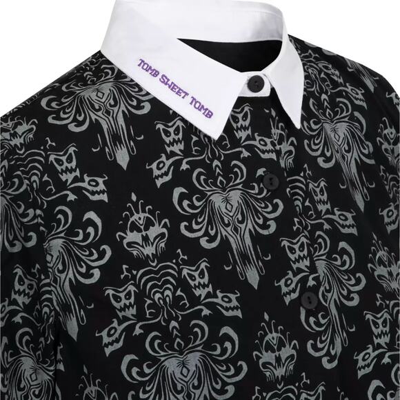 Disney Haunted Mansion Wallpaper Dress - Glow Flare Black Halloween 1X - Picture 3 of 10